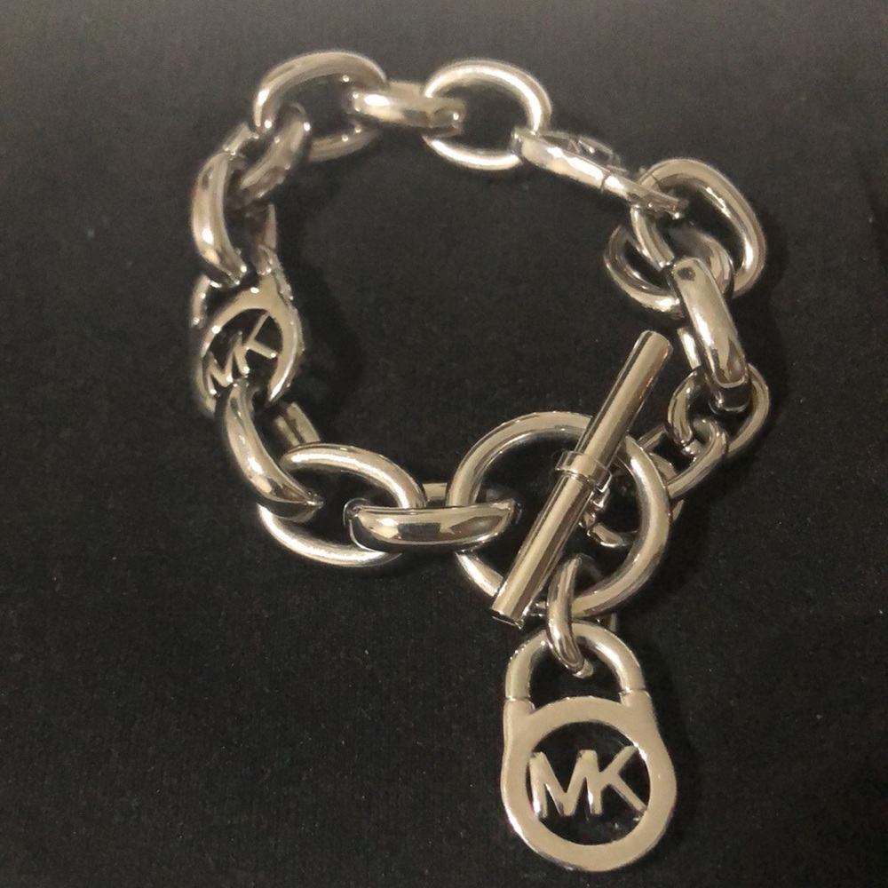 Silver Michael Kors Logo Lock Chain Bracelet ⭐️